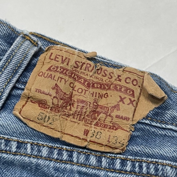 Vintage Levis 501 XX Button Fly Men’s Denim Blue Jeans 38x34 90s Y2K - Picture 5 of 8